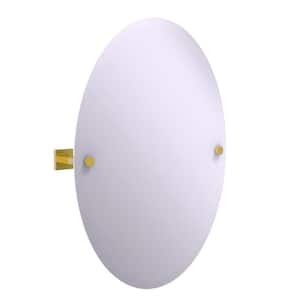 Montero Collection Contemporary Frameless Oval Tilt Mirror with Beveled Edge in Polished Brass