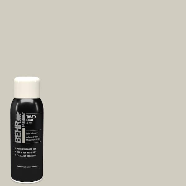 BEHR PREMIUM 12 oz. #SP-100 Toasty Gray Gloss Interior/Exterior Spray Paint and Primer Aerosol