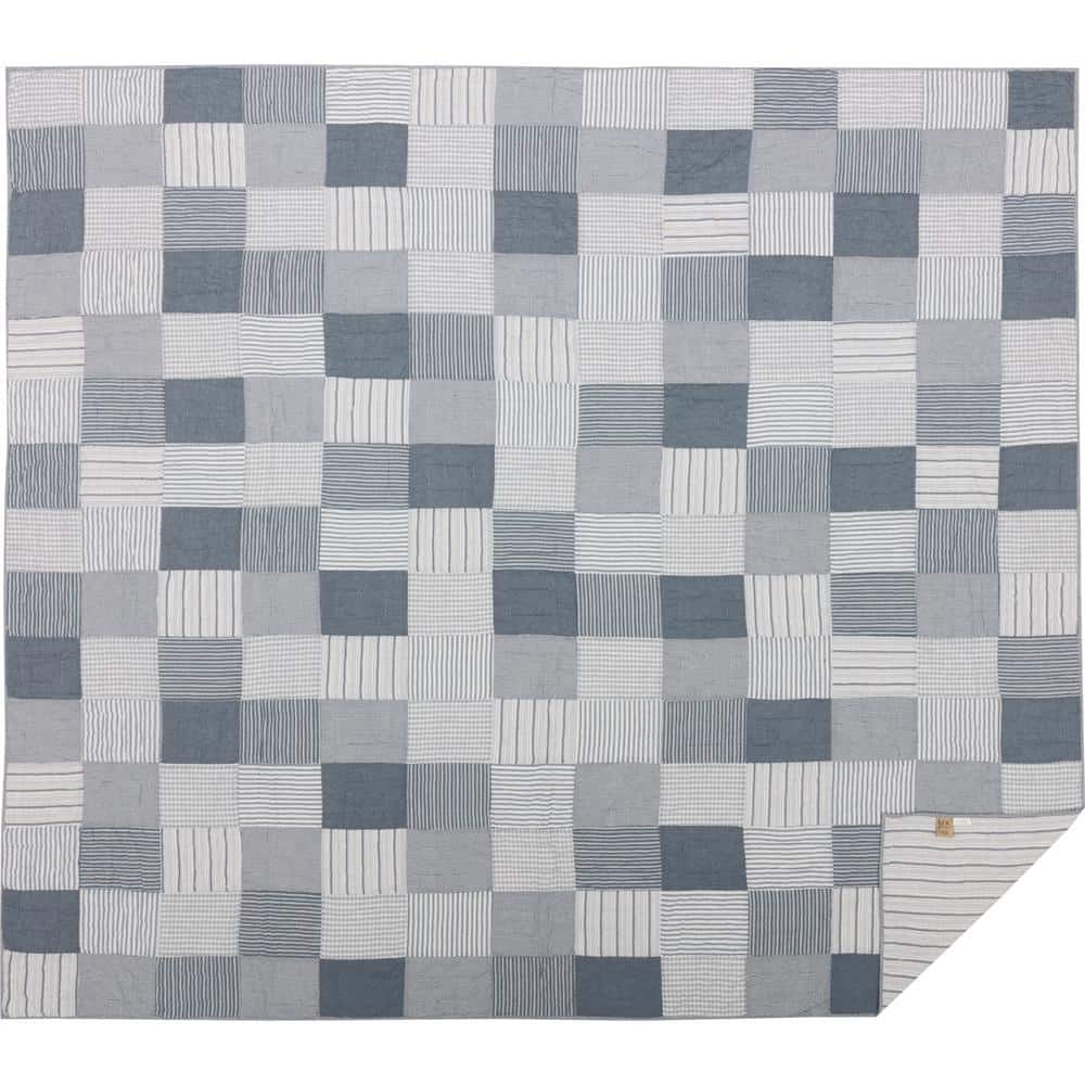 Sawyer Mill Blue and White Cotton King Reversible Quilt Set
