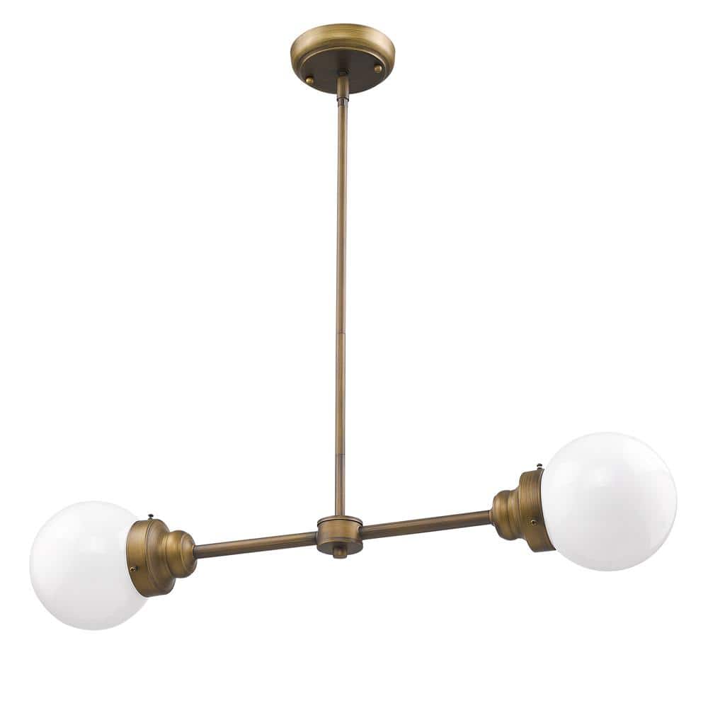 Portsmith 2-Light Raw Brass Island Pendant with White Globe Shades price history on PriceWatchPro