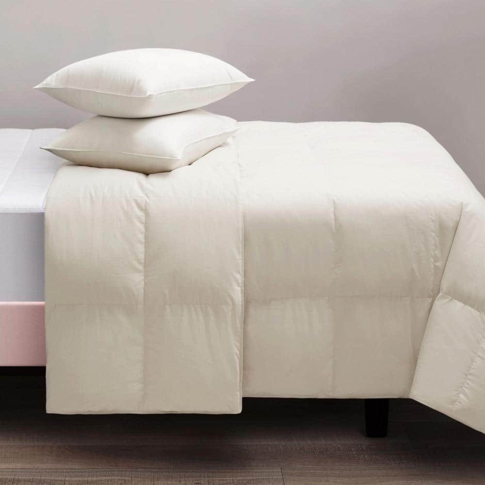 White Organic Cotton Full Comforter with Prime Feather Fill