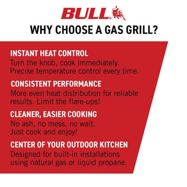 BULL Angus 4 Burner Stainless Steel Built In Propane Gas BBQ