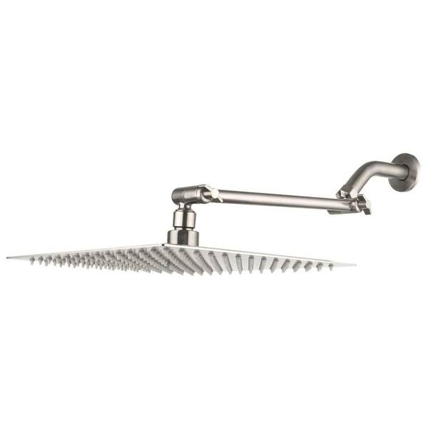 Morandi Grey Goff 1-Spray Patterns 10 in. Wall Mount Rain Solid Square Fixed Shower Head with Solid Brass in Brushed Nickel