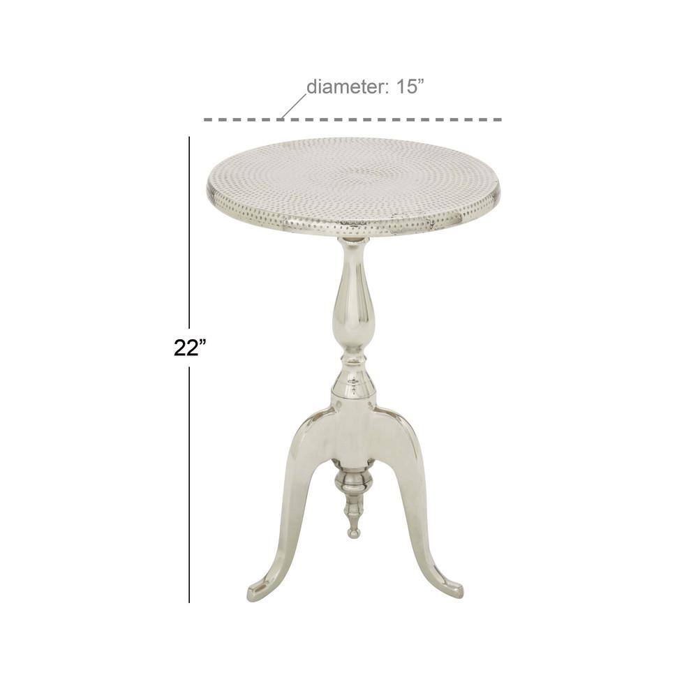 Elegant Silver Aluminum Round Pedestal Accent Table - 15" x 22"
