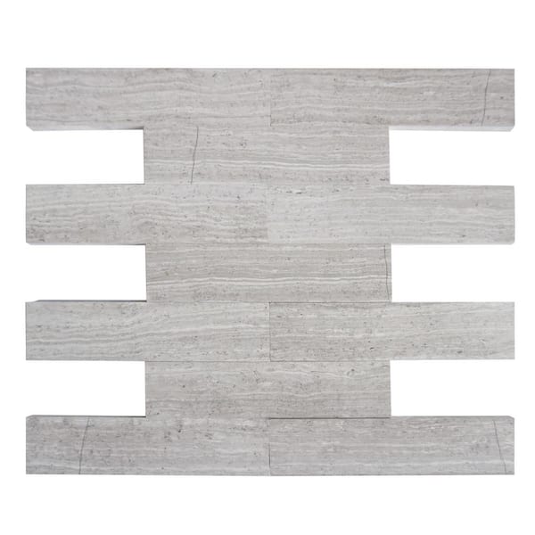 unoa 【Marble stone】No sleeve design MOLOVO Natural Wooden White 1.89 in. x 7.8 Subway Polished