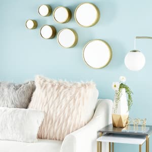 12 in. x 12 in. Round Framed Gold Wall Mirror (Set of 7)