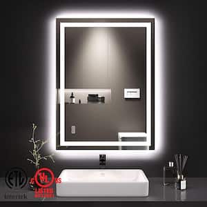24 in. W x 32 in. H Frameless Rectangular Wall Anti-Fog LED Light Bathroom Vanity Mirror with Backlit and Front Light