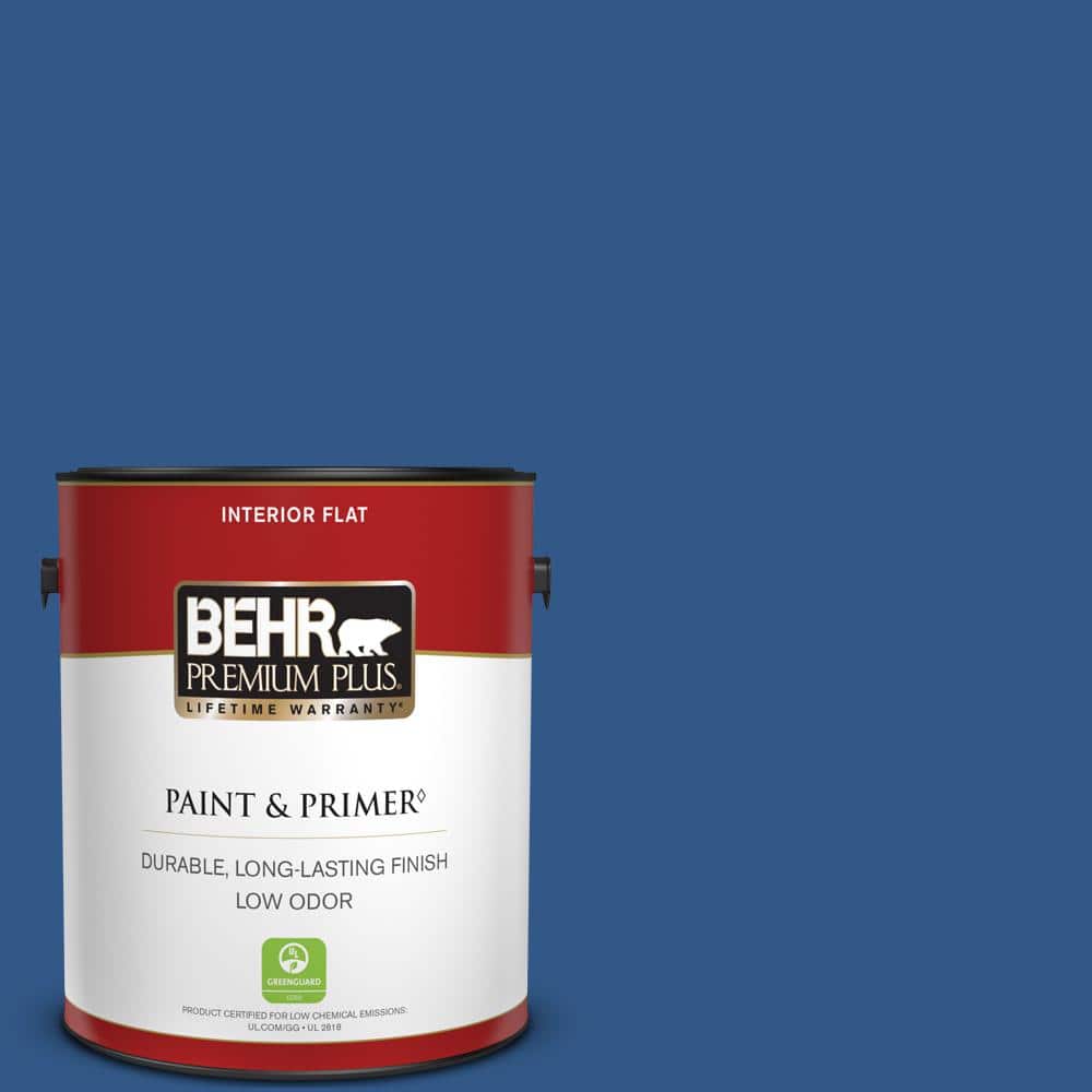 BEHR PREMIUM PLUS 1 gal. #590B-7 Award Blue Flat Low Odor Interior ...
