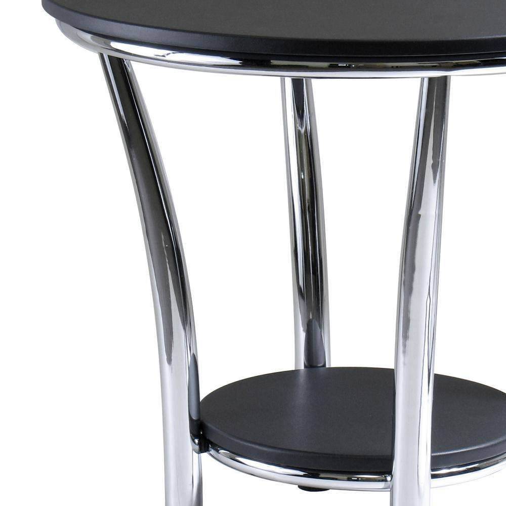 Contemporary Glam Maya Round Black End Table with Metal Legs
