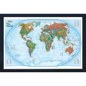National Geographic Framed Interactive Wall Art Travel Map with Magnets - World Explorer - Standard Edition