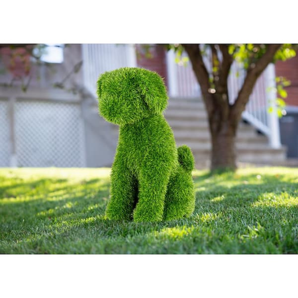 NATURAE DECOR 19 in. Green Artificial Turf Topiary Sitting Dog PLS