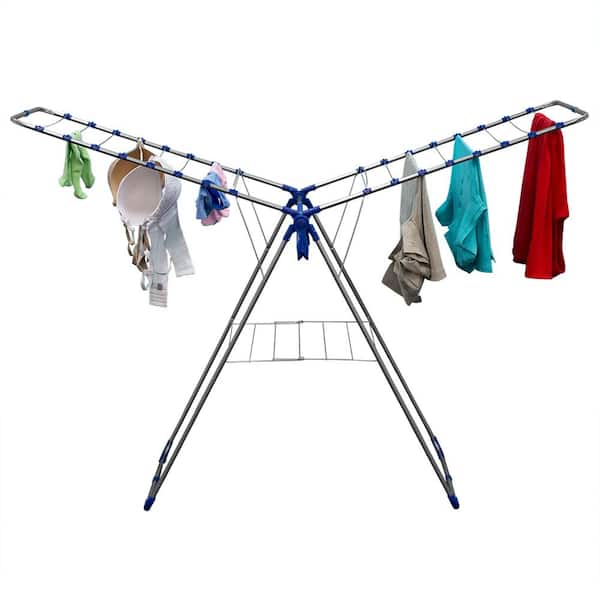 Freestanding Foldable Adjustable Height Stainless Steel Laundry Clothes  Drying Rack