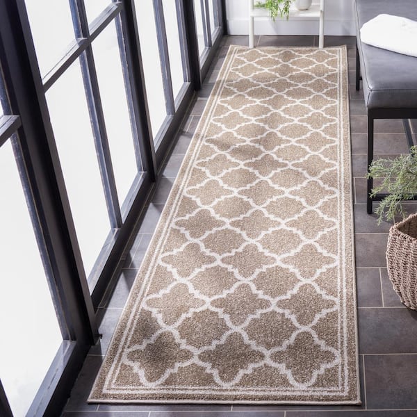 Amherst Wheat/Beige 2 ft. x 15 ft. Border Multi-Trellis Runner Rug