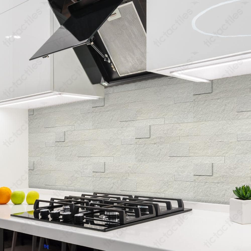 24" x 6" Crystal Warm White Stone Peel & Stick Tile