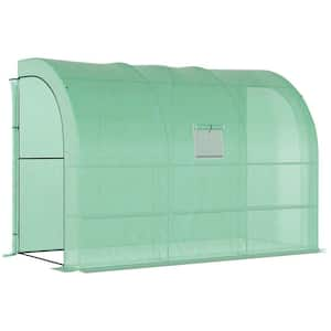 10' x 5' x 7' Lean to Greenhouse, Portable Walk-In Greenhouse, Plant Nursery with 2 Roll-up Doors, Installation Guide