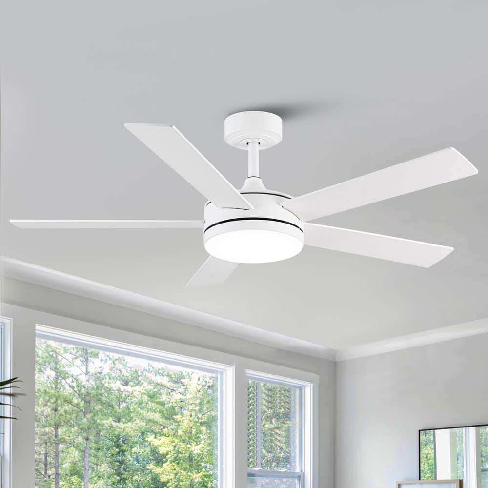 48 in. Integrated LED Indoor Modern Matte White Ceiling Fan with Remote Control and 6-Speed DC Motor price history on PriceWatchPro