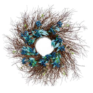 24 in. Artificial Spring Blueberry Wreath
