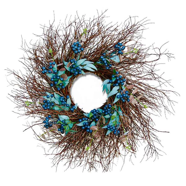 National Tree Company 24 in. Artificial Spring Blueberry Wreath