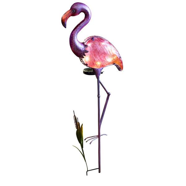 Moonrays 17 in. Solar Integrated LED Flamingo Pathway Stake Light