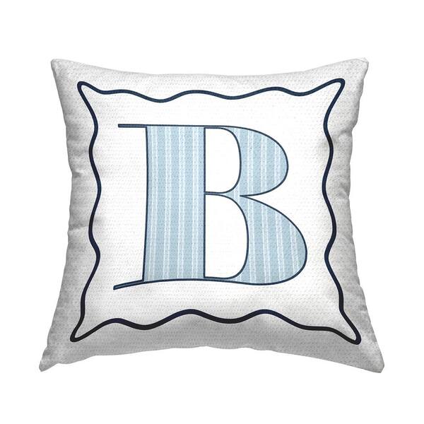 Stupell Industries Polka Dot Blue Letter B Square Outdoor Throw Pillow