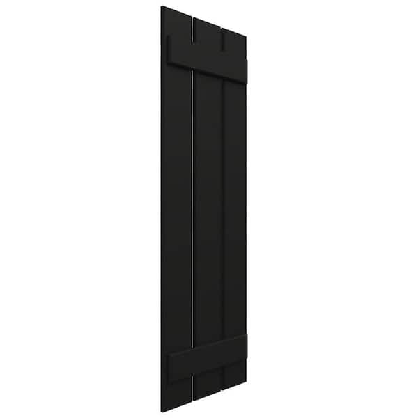 11 1/4 in. W x 44 in. H EnduraCore Composite 2-Board Spaced Board-n-Batten Shutters, Black (Pair-No Hardware)