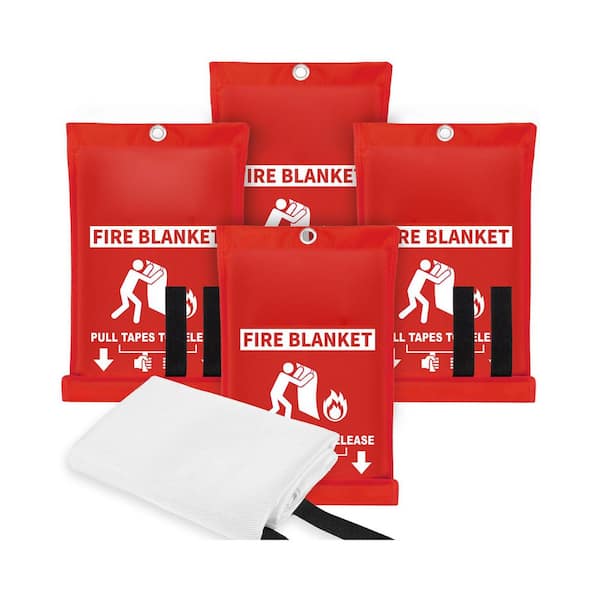 Fiberglass Emergency Safety Protection Fire Blanket Survival Essential Kit for Kitchen Car 4 Pack