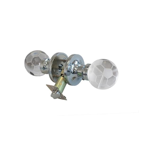 Krystal Touch of NY Soccer Ball Crystal Chrome Privacy Bed/Bath Door Knob with LED Mixing Lighting Touch Activated