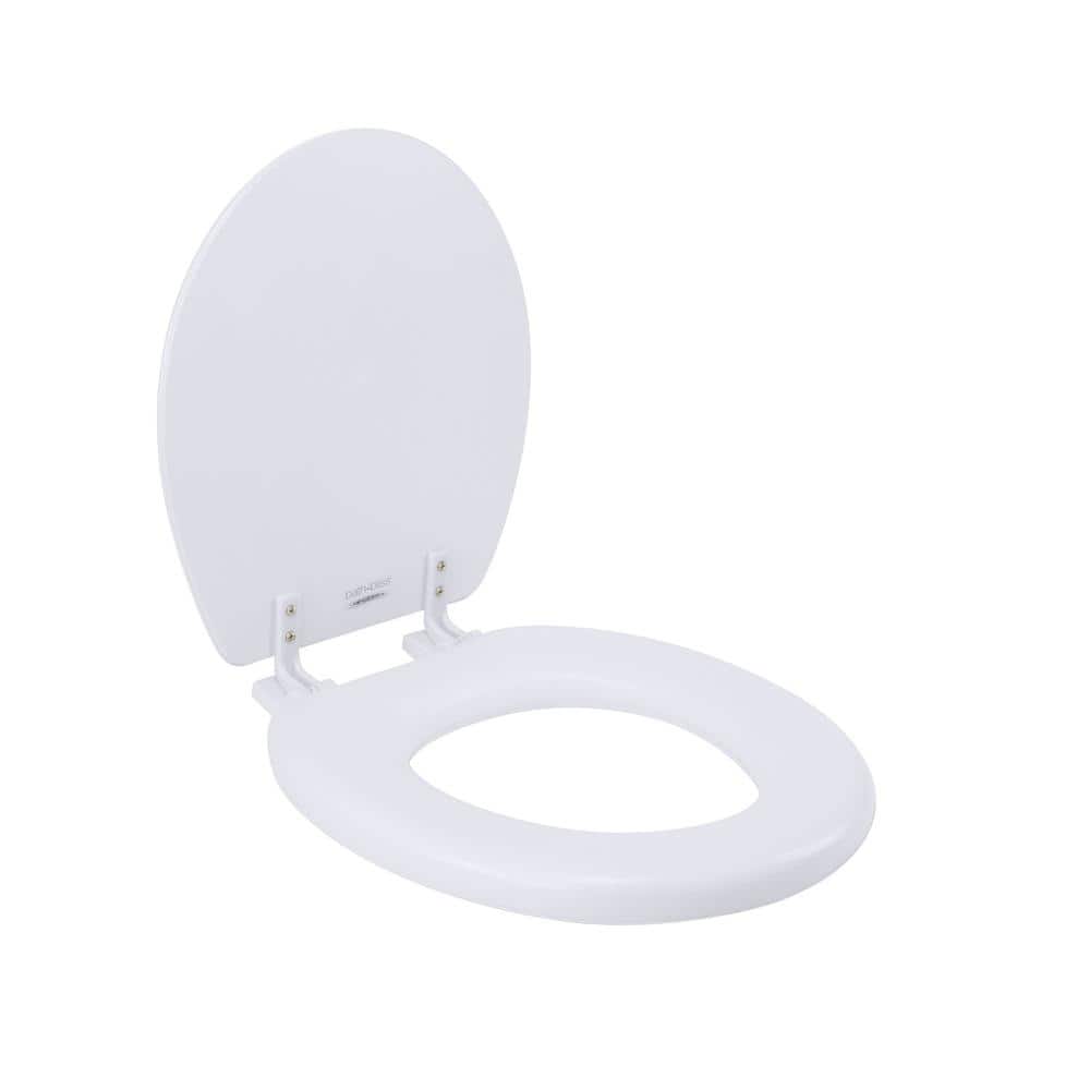 White Decorative Soft Vinyl Round Toilet Seat with Non-Slip Hinges