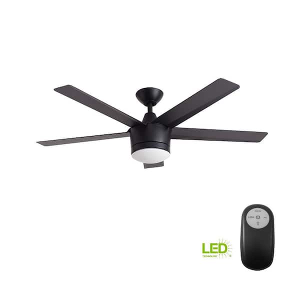 Merwry 52 in. Integrated LED Indoor Matte Black Ceiling Fan with HubSpace Remote Control Works with Google and Alexa