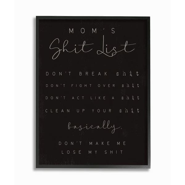 Stupell Industries 24 in. x30 in. "Mom's List Funny Family Home Word Design"by Daphne PolselliFramed Wall Art