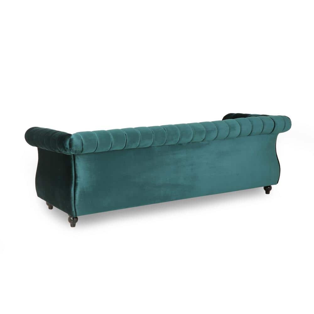 Teal Velvet Chesterfield 3-Seater Sofa with Nailhead Trim