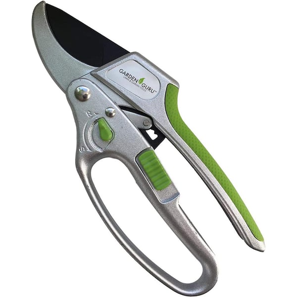 GARDEN GURU 8 in. 2-in-1 Ratchet Pruning Shears for Weak Hands