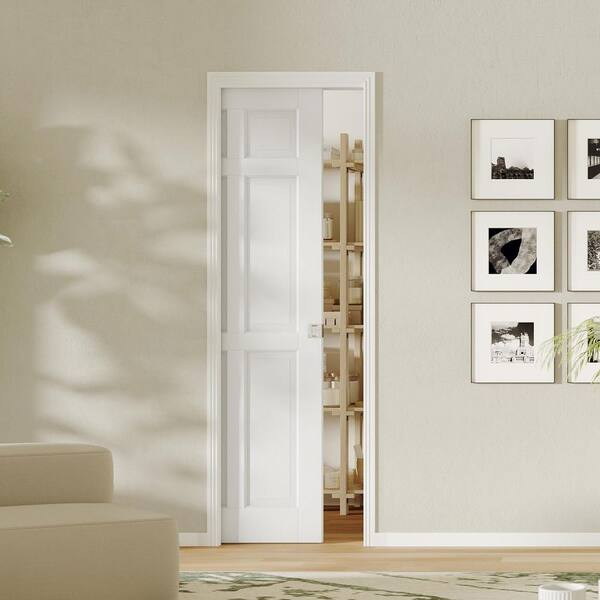TENONER 32 in. x 80 in. 6-Panel Hollow Core White Primed Pine Wood