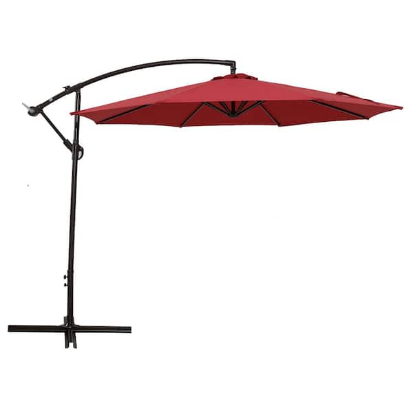 Unbranded SERGA. 10 ft. Outdoor Market Patio Umbrella with Crank Lift And Push Button Tilt in Red