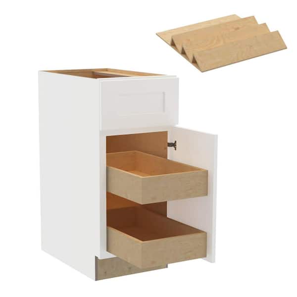 Home Decorators Collection Newport 15 in. W x 24 in. D x 34.5 in. H Assembled Plywood Base Kitchen Cabinet in Pacific White with 2ROT Spice RH