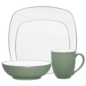 Colorwave Green 4-Piece (Green) Stoneware Square Place Setting, Service for 1
