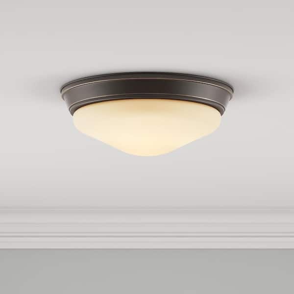 Progress Lighting 11 in. 1-Light Antique Bronze Integrated LED Flush Mount