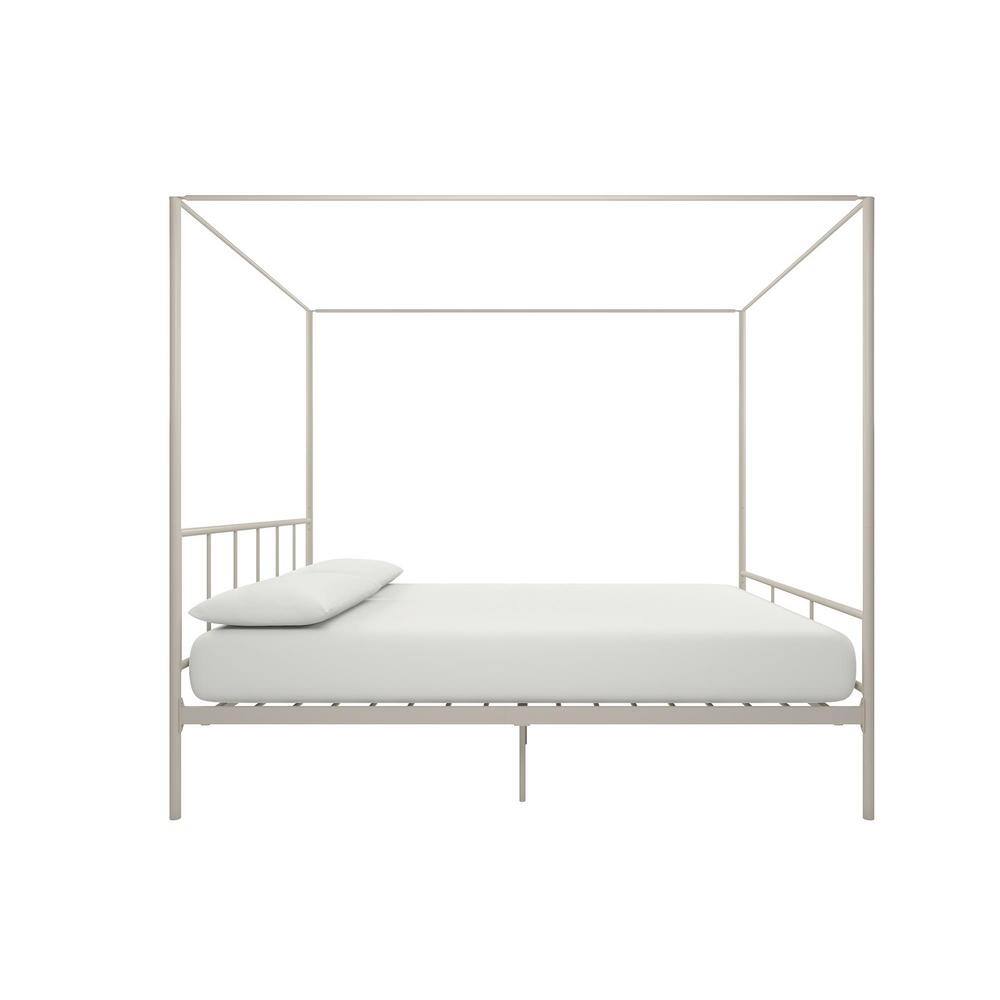 Marion Queen White Metal Canopy Platform Bed with Headboard