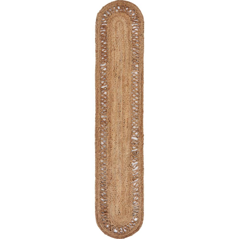 Natural Brown 16 in. x 80 in. Braided Organic Jute Table Runner