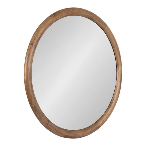Kate and Laurel Dessa 32.00 in. W x 32.00 in. H Rustic Brown Round Transitional Framed Decorative Wall Mirror