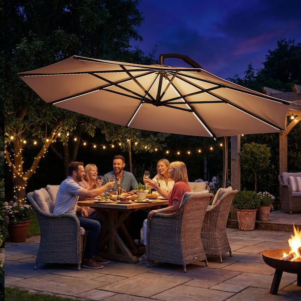 10 hanging patio umbrella brown colors EROMMY 10 x 10 Rectangular Umbrella with Sturdy Frame, Base Excluded main image 0