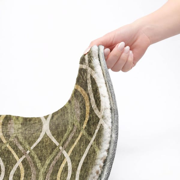 Dream Shag Premium Machine Washable Abstract ADS757 Olive 10 ft. x 14 ft. Area Rug