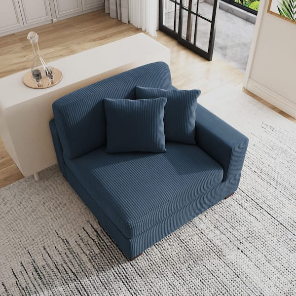 【Y u i 】 Uixe Modern Right Arm Facing Navy Blue Corduroy Fabric Sectional