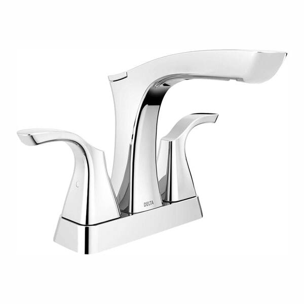 Delta Tesla 4 in. Centerset 2-Handle Bathroom Faucet with Metal Drain Assembly in Chrome