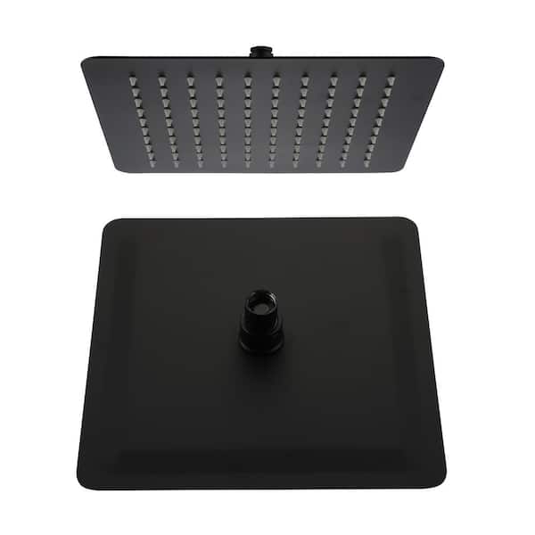 1-Spray Pattern with 2.5 GPM 10 in. Wall Mount Rain Square Fixed Shower Head in Matte Black