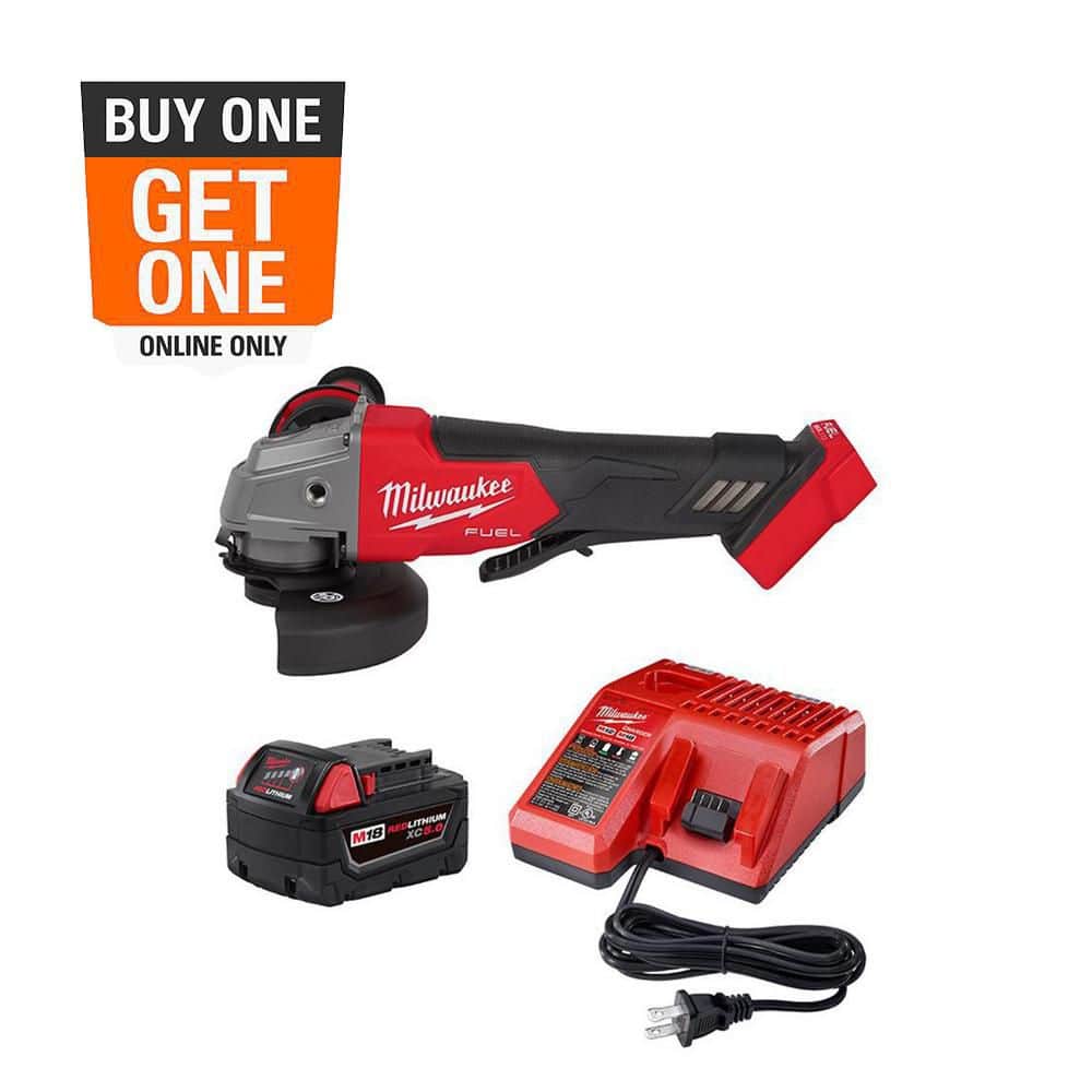 Milwaukee M18 FUEL 18V Lithium-Ion Brushless Cordless 4-1/2 in./5 in. Grinder and Starter Kit w/(1) 5.0 Ah Battery and Charger 2880-20-48-59-1850