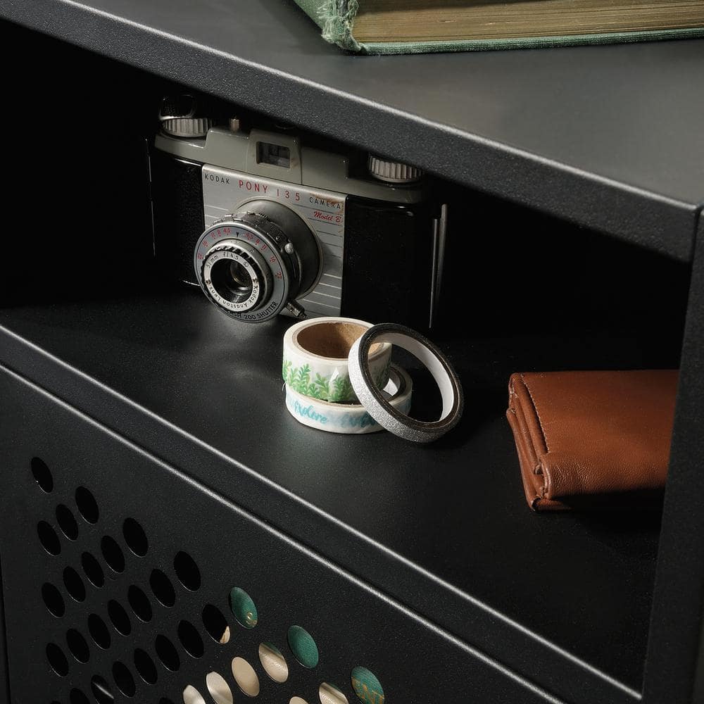 Boulevard Cafe Perforated Black Metal Nightstand