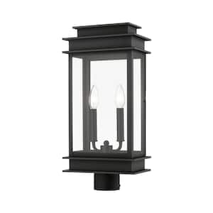 Stickland 20.5 in. 2-Light Black Cast Brass Outdoor Rust Resistant Post Light with No Bulbs Included