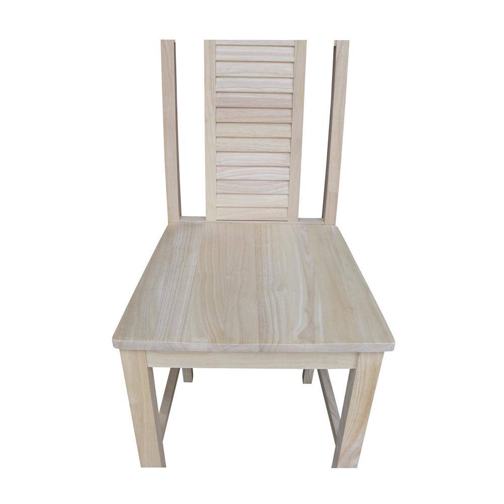 Beige Solid Wood Shutter Back Counter Height Stool