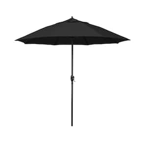 7.5 ft. Bronze Aluminum Market Patio Umbrella with Fiberglass Ribs and Auto Tilt in Black Sunbrella